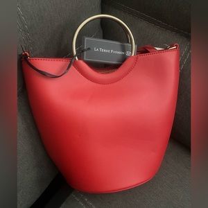 Red vegan fashion purse.